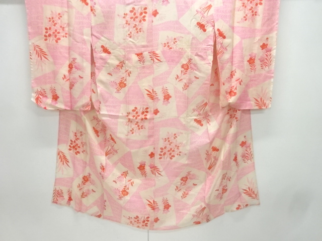 JAPANESE KIMONO / ANTIQUE JUBAN FOR SUMMER / SILK / FLOWER